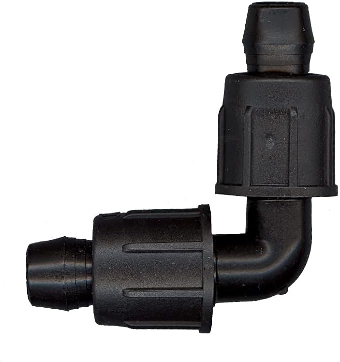 USA Made - 5 PACK Premium 1/2 Inch I.D 540" - .620" Drip Pipe Irrigation Tubing 17mm Elbow Universal Perma-Loc Connector Barbed Locking Fitting - (Compatible With Rainbird, Netafim, Irritec) 17mm