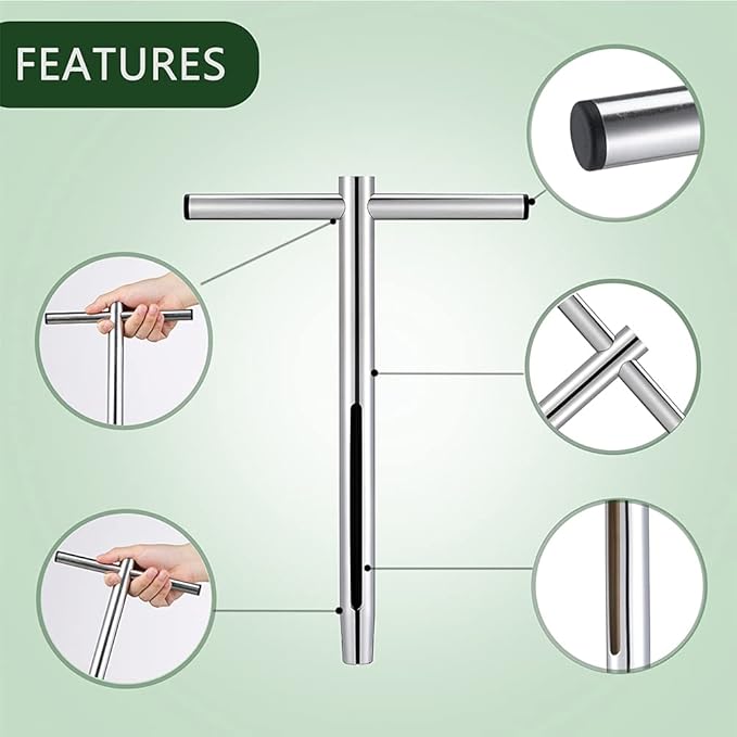 Soil Sample Probe 12 Inch with T Handle, Soil Sampler Tool, Soil Test Kit, Soil Probe for Soil Sampling Plant Care Lawn Garden Farm