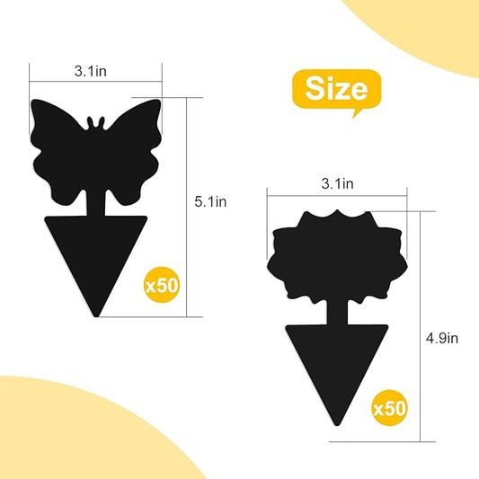 Fruit Fly Traps, 100 Pack Black Sticky Traps, Fungus Gnat Traps, Plant Fly Stickers for Indoor and Outdoor Use Protect The Plant