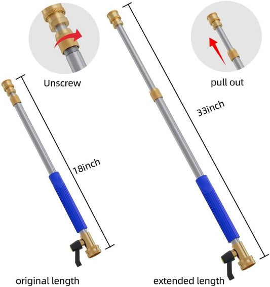 Upgraded Jet Nozzle Power Washer Wand Hose Nozzle, Adjustable Hydro Nozzle Wands 18-33 inch, Jet High Pressure Water Hose Sprayer with 5 Tips for Garden, Patio, Floor & Car, Blue