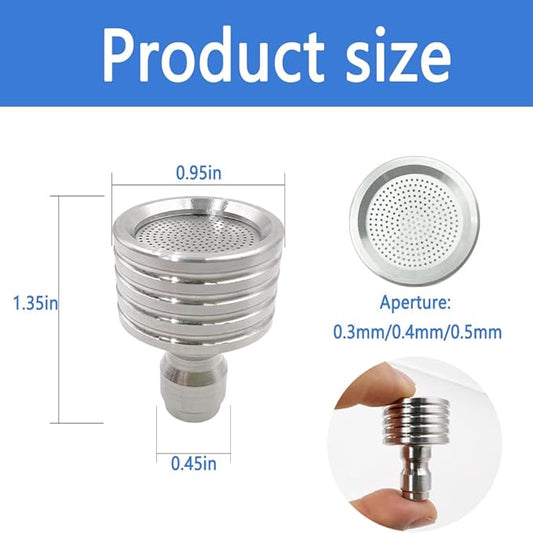 Hole High Pressure Wash Head Nozzle with 1/4 Quick Connect Adapter,Stainless Steel Soft Rain Sprinkler for Washing Car Tire Details, Cleaning Garden Watering Car Wash Nozzle (0.4mm)