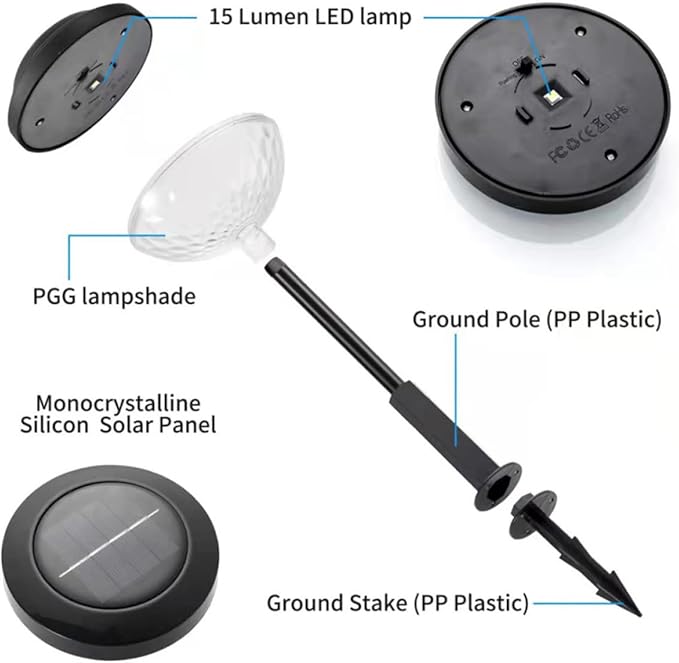 Solar Pathway Lights Outdoor Garden Stake Lamp with LED Solar Powered Light for Yard Patio Landscape Lighting Waterproof Decorative Ground Plug