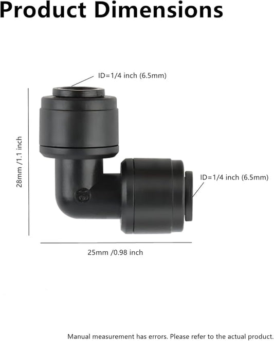 12 Pack 1/4 Inch Drip Irrigation Elbow Fitting, 90 Degree Quick Connect Corner Connector for 1/4" Tubing, Leak-Proof & Easy Install for Garden, Farm, Greenhouse Systems