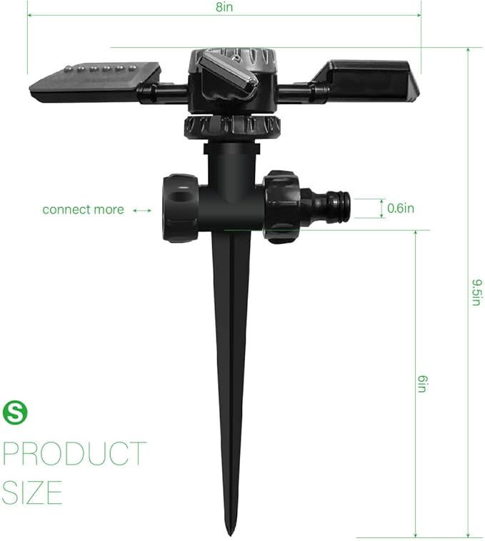 Sprinkler for Yard, Automatic Water Sprayer Irrigation for Garden, 360 Degree Rotating Lawn Sprinkler Coverage, Adjustable Angle Water Sprinklers for Yard Lawn Greenhouse Vegatable Watering