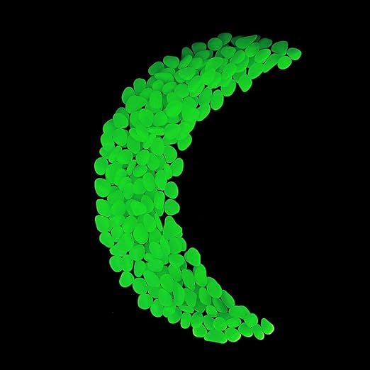 Glow Pebbles Green, 300 pcs Green Glowing Rocks for Outdoor Decor, Garden Lawn Yard, Aquarium, Walkway, Fish Tank, Pathway, Luminous Pebbles Powered by Light or Solar-Recharge Repeatedly