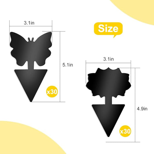 Fruit Fly Traps, 60 Pack Black Sticky Traps, Fungus Gnat Traps, Plant Fly Stickers for Indoor and Outdoor Use Protect The Plant