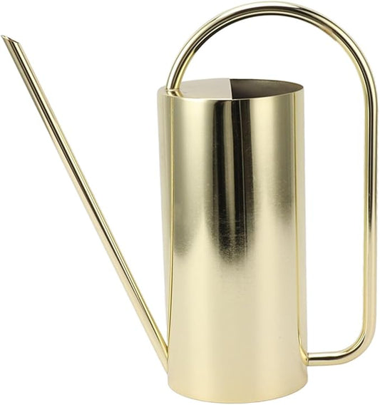 Watering Can, Wide Application Rustproof Long Spout Watering Pot Stainless Steel for Garden (Gold)