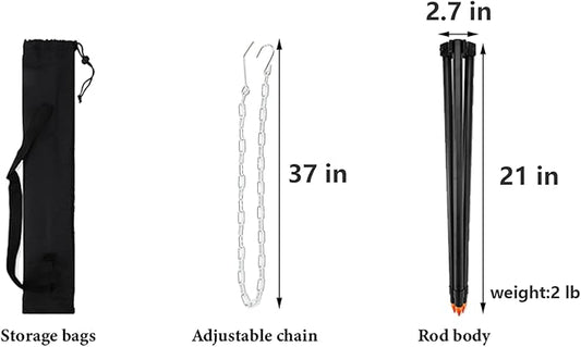 Camping Tripod for Cooking Five-Section Adjustable Campfire Tripod with Adjustable Suspension Chain Suitable for Camping, Campfire,Dutch Oven,Outdoor BBQ (Black)
