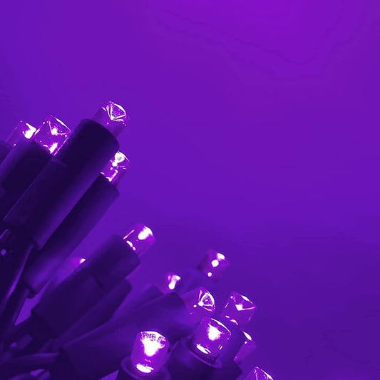 UL Listed 50 Count 5mm Led Lights,Outdoor Mini Led String Lights for Garden Patio Halloween Christmas Trees Lighting Decorations,17 Feet Green Wire,Purple Color