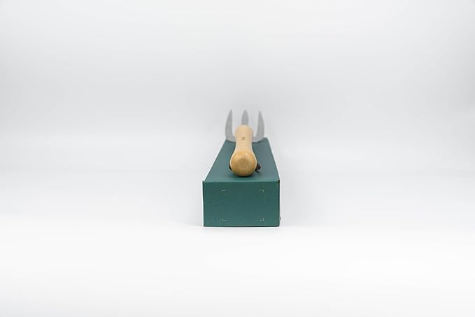 Berry&Bird Gardening Hand Fork, 22.6 Inches Long Handled Stainless Steel Weed Fork, Traditional Garden Hand Fork Tool with Ergonomic Ash Wood Handle for Weeding, Digging, Planting and Cultivating