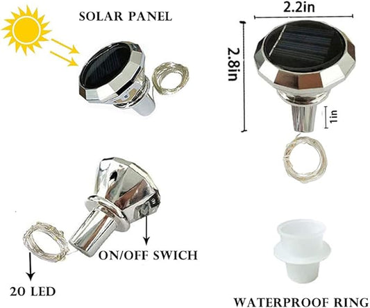 Solar Wine Bottle Lights, 10 Pack Diamond Cork Lights, 20 LED Outdoor Waterproof Fairy String Lights for Garden Wedding Patio (Warm White)