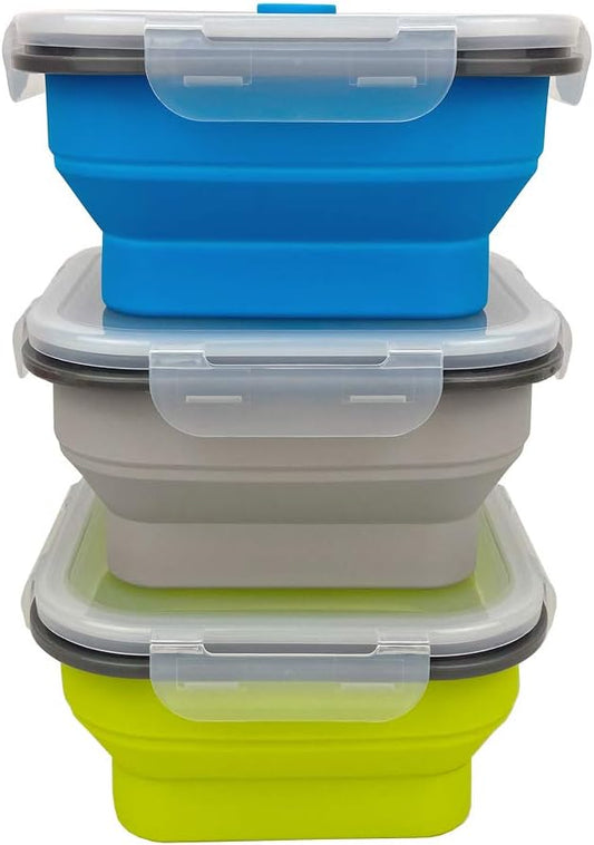 CARTINTS Large 1200ml Collapsible Bowls with Lids Silicone Camping Bowls, with Airtight Lids, Microwave and Freezer Safe, Set of 3
