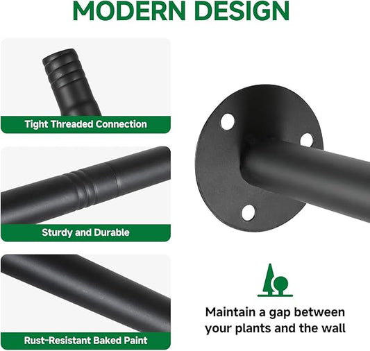 Hanging Planters Rod – Plant Hanger Indoor for Window Ceiling, Hanging Plant Shelf for Wall Planter House Plants, Plant Shelves Metal Holder Bar 47.5In (Pots, plants, chains not included)