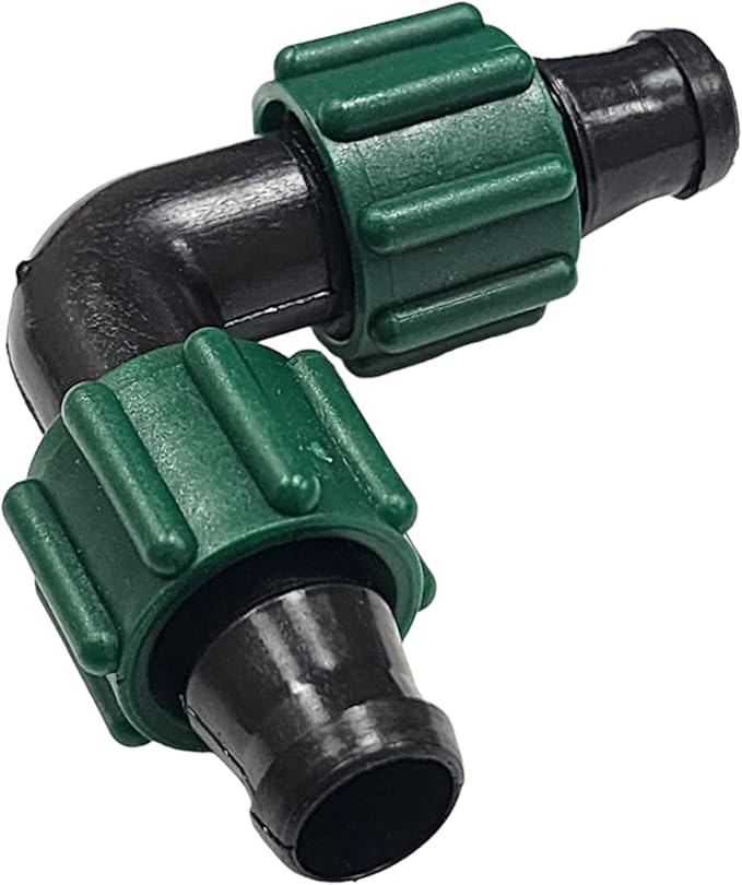 10-Pack USA MADE - PREMIUM Drip Tape Irrigation Tubing Elbow (5/8" or .625" - .645") Universal Perma-Loc Connector Barbed Locking Fitting - Fits All Brands 16mm Drip Tape AG Tubing