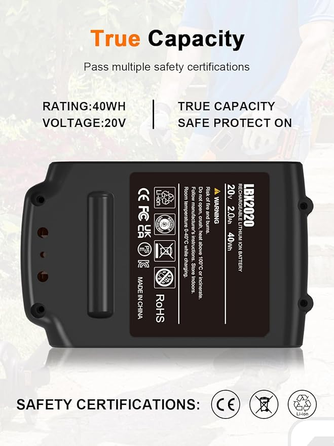 IEFUU 2 Packs 2.0Ah LBXR20 20V Max Lithium ion Battery Compatible with Black and Decker LB20 LBX20 LST220 LBXR20B-2 LBXR2020 Black & Decker Weed Eater Trimmer Extended Runtime Cordless Power Tools