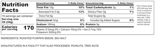 Oven Toasted Pumpkin Seeds with Sea Salt (Papitas) 16 oz (1 lb) Batch Tested Gluten & Peanut Free | No Oils | No PPO | Non GMO | Vegan and Keto Friendly | Premium Quality