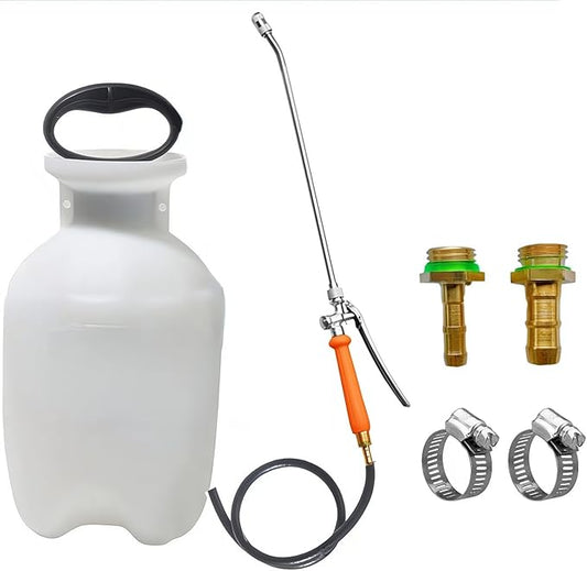 24 Inches Metal Sprayer Wand Compatible with CHAPIN,1/4" & 3/8" Brass Barbs Sprayer Wand Replacement, Stainless Steel Sprayer Wand with Shut off Valve & 2 Hose Clamps (002)