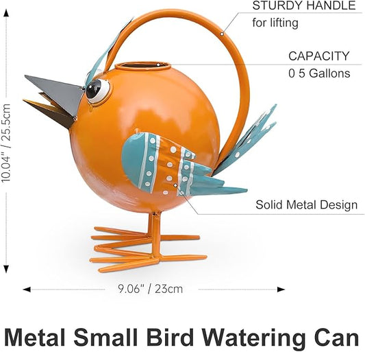 Metal Cute Bird Watering Can,Watering Can Indoor/Outdoor Plants, Decorative & Functional 1.8 L/0.5 Gallon Water Pot for House Flowers Plant, Home,Farmhouse Garden Decor