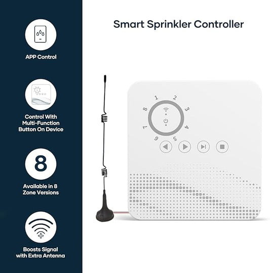 tolviviov Smart Sprinkler Controller, 8-Zone Indoor WiFi Irrigation Controller, App Enabled, Simple Automated Watering Scheduling, Local Weather Intelligence, Rain, Freeze Skip
