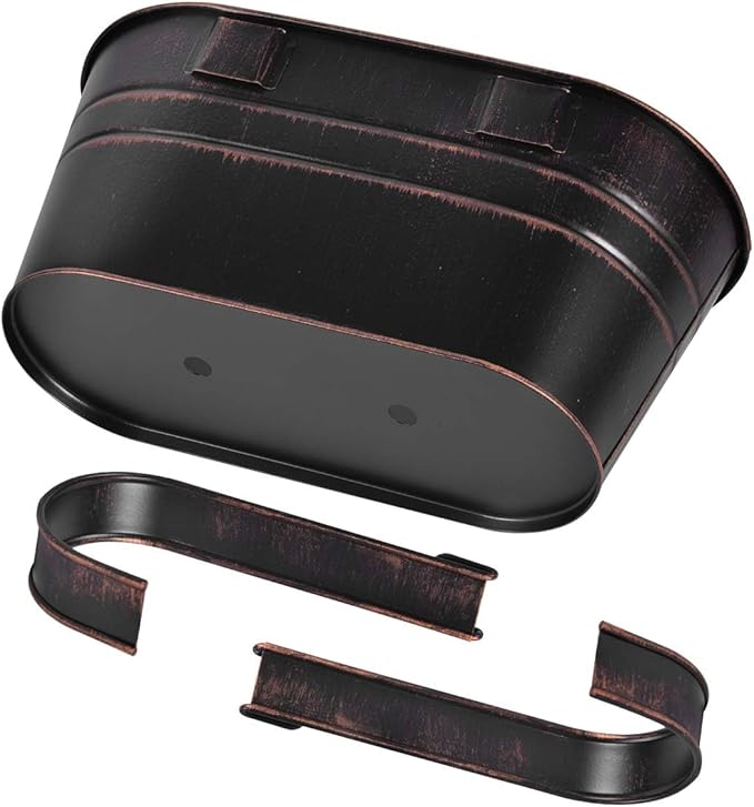 OBTANIM 4 Pack Metal Hanging Flower Pots Iron Railing Planter Outdoor Fence Hanging Pots Bucket Plant Holder with Detachable Hooks Drain Holes for Home Garden Yard Decor (Mixed Color)