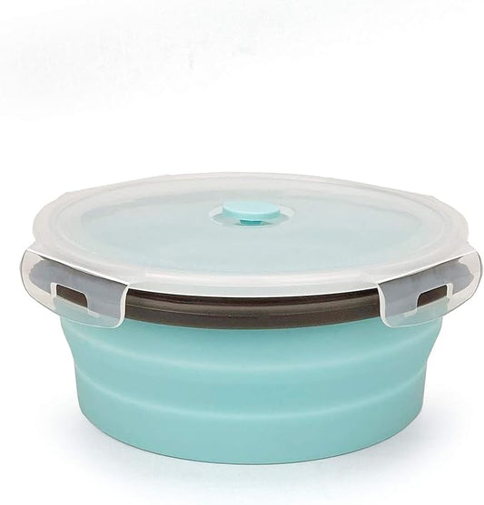 CARTINTS 1200ml Large Collapsible Meal Prep Containers, Reusable Silicone Food Storage Containers, Stackable Fridge Storage Containers, With Leakproof Lids, Microwave and Freezer Safe, Blue