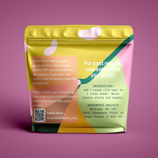 Leafy Plant Food with Mycorrhizal Fungi - Use Year-Round - Makes 200 Liters Gentle Houseplant Fertilizer for Indoor Potted Plants