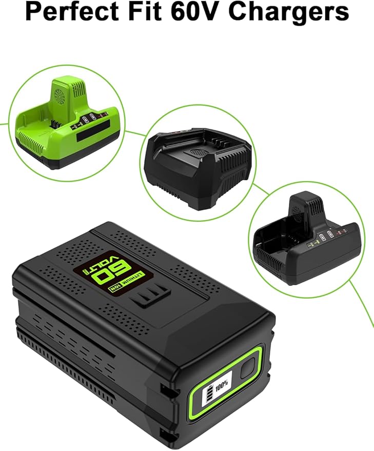 IEFUU 60 Volt 5000mAh Battery Compatible with Greenworks 60V Battery, Compatible with Green Works 60V Cordless Power Tool Rechargeable 5.0Ah Lithium-Ion Batteries, Compatible with Greenworks Pro