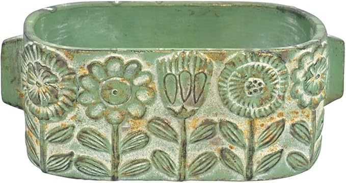 8 inch Green Pots Planters Indoor Plants Succulent Pots Rectangle Window Box Cactus Plant Containers for Home Decor(No Drainage)