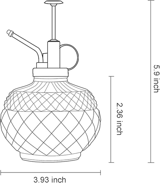 OFFIDIX Plant Mister, 300ML Vintage Glass Spray Bottle with Plastic Top Pump, Small Decorative Spritzer Watering Can for Indoor Outdoor House Plants (Transparent)