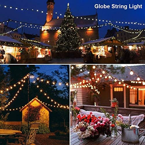 SUNTHIN Globe Outdoor String Lights, 27FT Patio Lights with 14 G40 Shatterproof LED Bulbs(1 Spare), Waterproof Hanging Lights String for Outside Backyard, Porch, Deck, Party, Garden