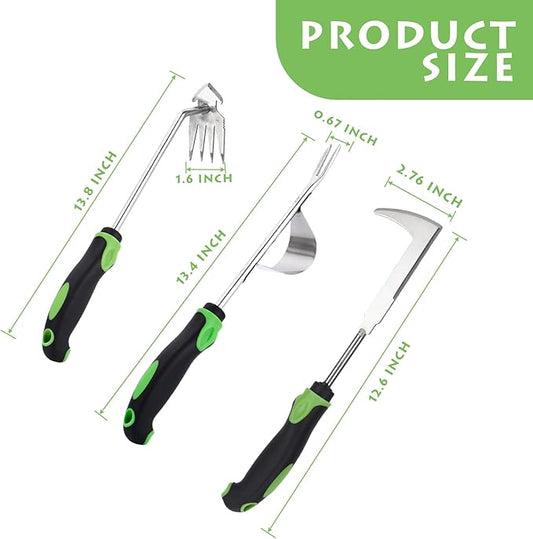 Weed Puller Tool 3pcs, 2025 New Portable Weeder Tool, Weeding Tool with Stainless Steel, Garden Tools for Plant & Weeding, Crack Weeder Tool, Weed Remover Tool for Farm & Backyard