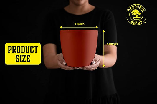 GARDENIX DECOR Self Watering Pots for Indoor Plants 3 Pack - Flower Pot with Water Level Indicator for Plants, Grow Tracking Tool - Self Watering Planter Plant Pot - Coco Coir - Terracota