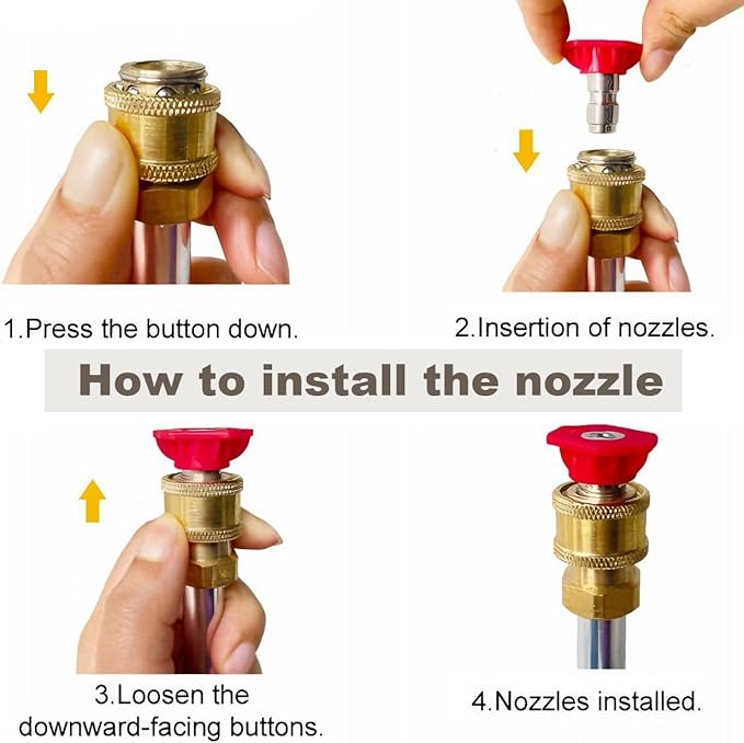 Jet Nozzle High Pressure Hose Nozzle, Hydro Jet High Pressure Washer Tools With 3 Different Nozzles, 3-In-1 High Pressure Power Wand, Hose Quick Connectors For Patio Car Pet Window Washing, Blue