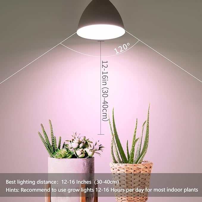 Smart LED Grow Light Bulbs with Remote Controller, Sun Simulation Mode, Built-in Auto Timer, A21/A70 E26/E27 9W Dimmable Full Spectrum Intelligent Plant Grow Bulbs for Indoor Plants, 4 Pack