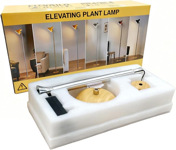 yadoker Plant Grow Light for Indoor Plant, Aluminum Wood Grain LED Grow Light,Elevating Plant Lamp,Height Adjustable,Automatic Timer with 8/12/16Hours,10-Level Brightness,Ideal for Large Plant Grow