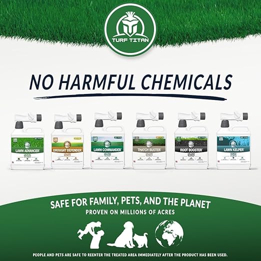 Turf Titan Thatch Buster Lawn Aerator & Grass Dethatcher (32 oz) – All-Natural Hose End Liquid Soil Loosener & Conditioner for Green Grass – Healthy Soil in 45 Days – Covers Up to 8,000 Sq Ft