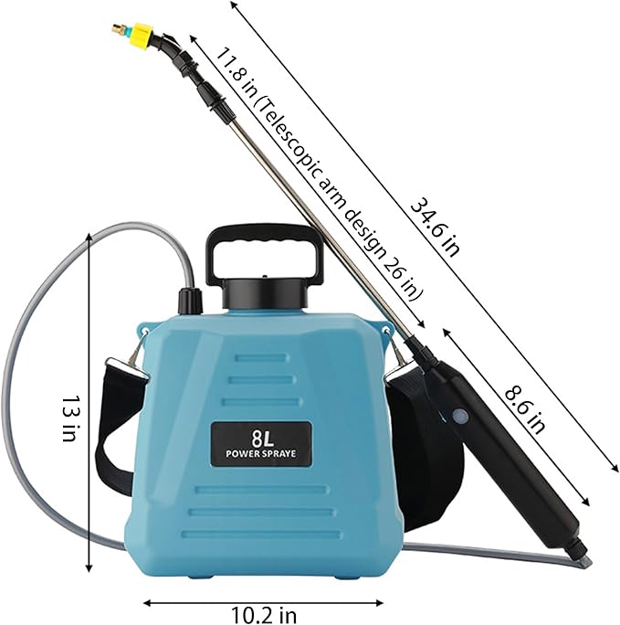 2 Gallon Electric Garden Sprayer, Electric Sprayer with USB Rechargeable Handle, 3 Mist Nozzles, Retractable Wand, Water Pump Sprayers