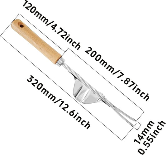 Garden Weeding Tool, V-Shaped Stainless Steel Weed Puller with Ergonomic Wood Handle, Heavy Duty Manual Hand Weeder Fork for Lawn, Farmland & Patio, Deep Root Removal Tool