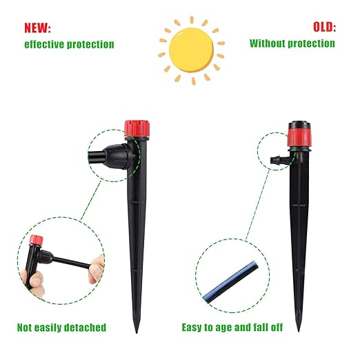 Drip Irrigation Emitters Adjustable 360 Degree Drip Emitters on 5" with Stake for 1/4" Drip Irrigation Tubing,Irrigation Drippers Ideal for (4-7mm) Garden House Watering System. (25pcs-Red Drip)