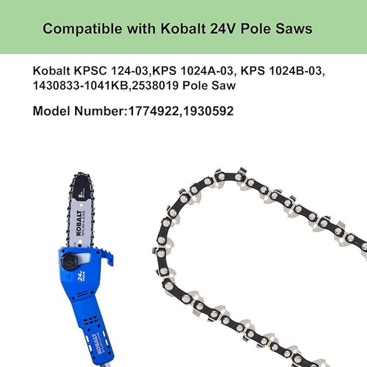 Thten 8 inch Pruning Saw Chain Compatible with Kobalt 24V KPSC 124-03,KPSC 124-03,KPS 1024A-03, KPS 1024B-03 models 1774922 or 1930592 Pole Saw 3/8" Low Profile,0.043" Gauge,33 Drive Links 5 Pack