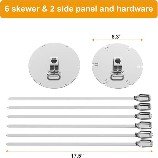 LS'BABQ Rotisserie Kabob Rods-BBQ Accessories for Napoleon Grill,Universal Rotisserie Shish-Kebab Skewer Set Fit Most Spit rods of Grills Rotisserie,Stainless Steel