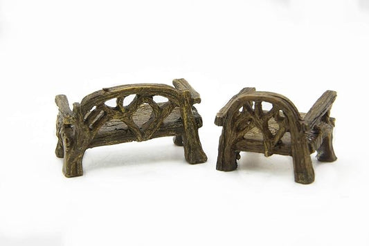 Fiddlehead Fairy Village - Micro Cany Resin Mini Bench & Chair Set Fairy Garden Decor Accessory Fish Tank Decoration