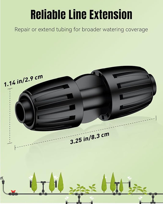 Pawfly 15 Pcs Drip Irrigation Fittings for 1/2 Inch Irrigation Tubing (1/2" ID x 0.64" OD), 1/2" Drip Line Connectors with Anti-Drop Lock Nuts, Barbed Coupling Parts for Garden Irrigation System