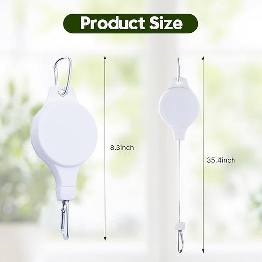 Retractable Plant Hanger with Pulley System, Effortless Raising and Lowering for Indoor and Outdoor Plants, Hanging Planters, Garden Pots & Bird Feeders (4-Pack,White)