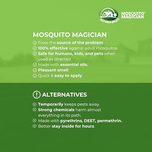 Mosquito Magician Ready to Use Liquid Solution – Kills Mosquitoes, Fleas & Fire Ants – Use with Mosquito Foggers, Sprayers & Misting Systems – Pet & Yard Safe for Lawns, Patios, Outdoors, 1 Gallon