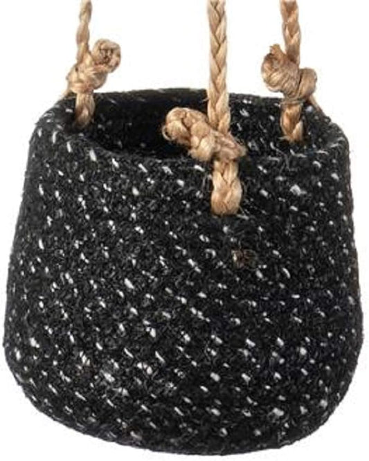 Karma, Hanging Woven Jute Basket Planter Set, Heathered Gray