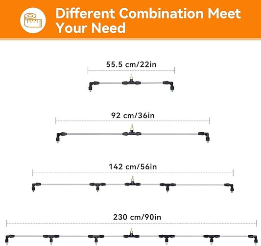 Metal 6-Nozzle Poly Boom Wand with 3/8" Brass Fitting, 7.5 Ft. ATV sprayer Boom, Wide-Coverage Agricultural & Lawn Spray Attachment for Tractors/UTVs (Metal Wand)