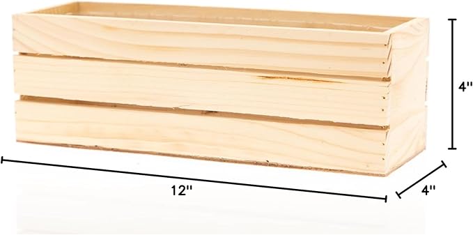 Wood Planter Box with Wine Crate Styled, 12x4 Inch Rectangular, Rose Wood, Plastic Liner, Garden Centerpiece Display, Wedding Flowers Holder, Home and Venue Decor (12x4 Wine Crate Set of 4, Rose Wood)