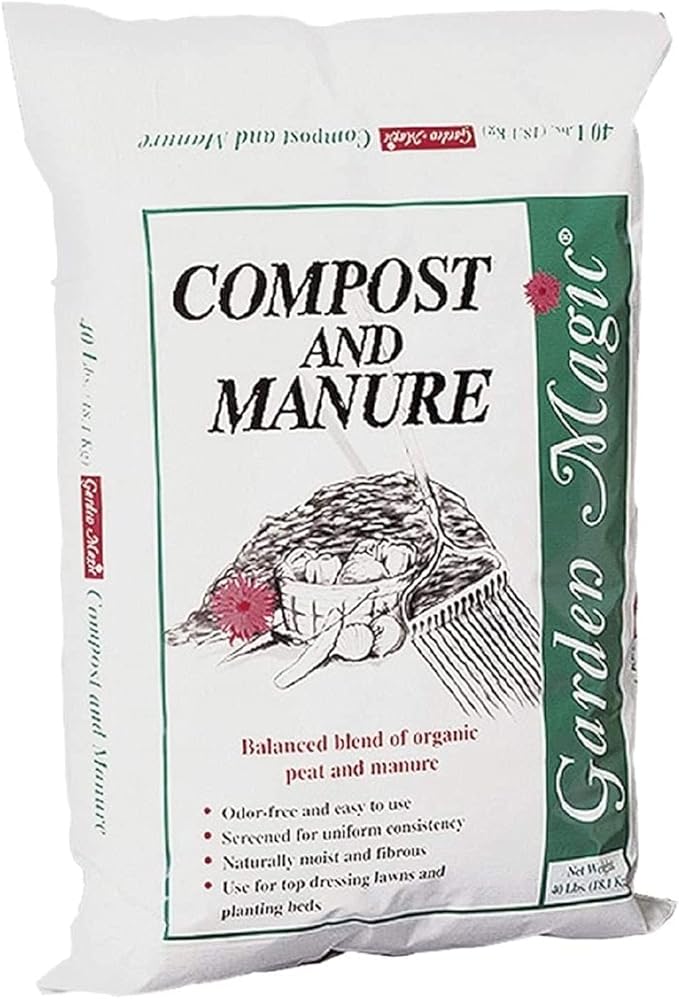 Michigan Peat 2-Pack Compost and Manure Blend, Garden Magic Mix w/Odor-Free Blend, 40 Lbs - Outdoor Lawn and Gardening Mixture with Nutrients and Minerals for Soil Potting and Planting