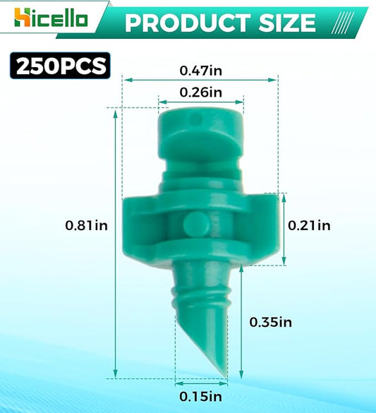 250PCS 180 Degree Misting Nozzle Irrigation, Sprinklers Sprayer for Garden Irrigation System, Micro Sprayer Refraction Automizing Drippers